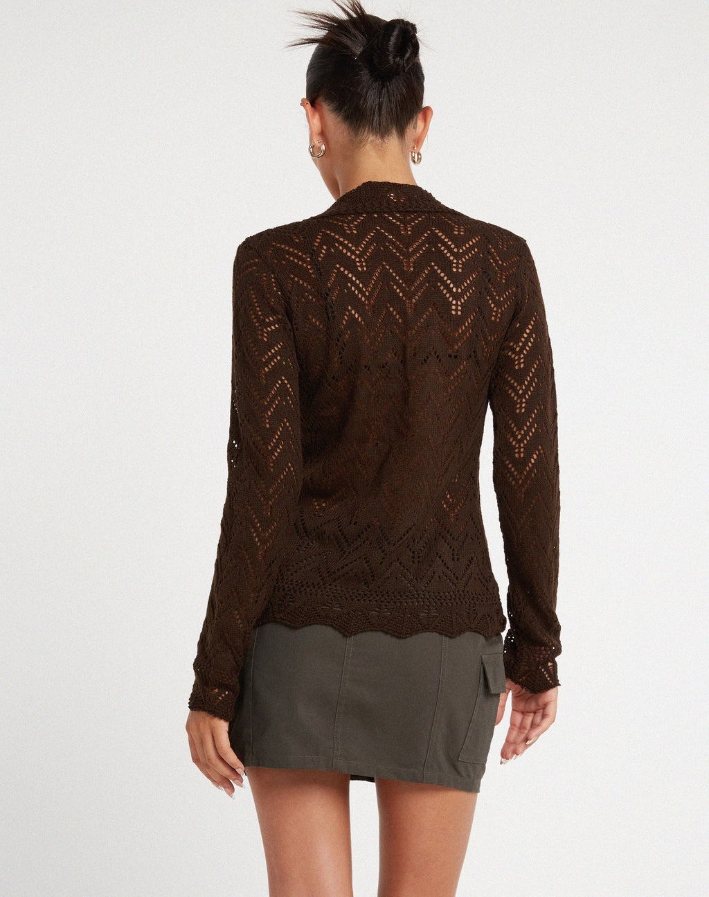 Mahina Cardi in gestricktem Schokoladenbraun