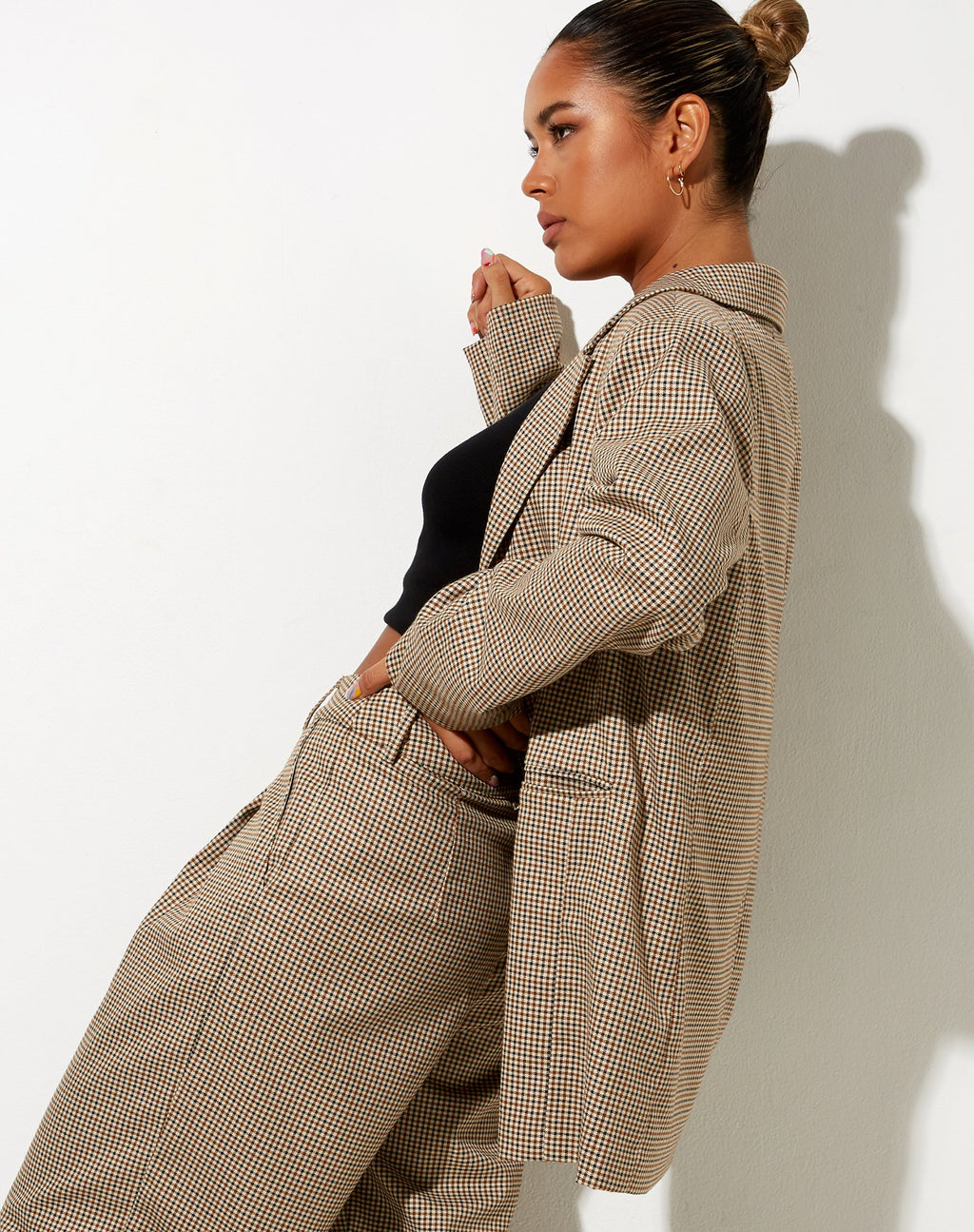 Maiwa Blazer in Kleinem Karo Braun