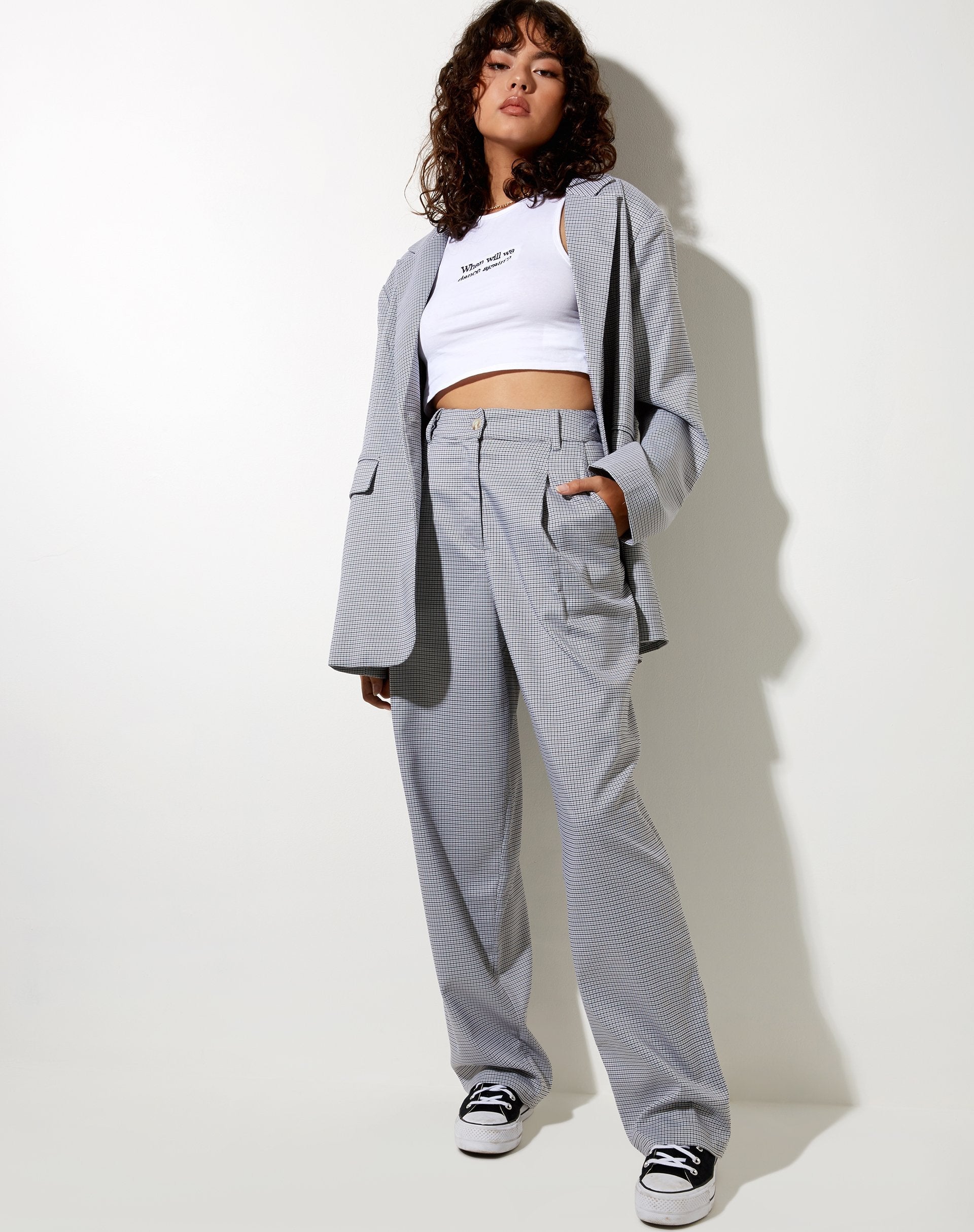 Image of Sakila Hose in Small Check Schwarz Grau
