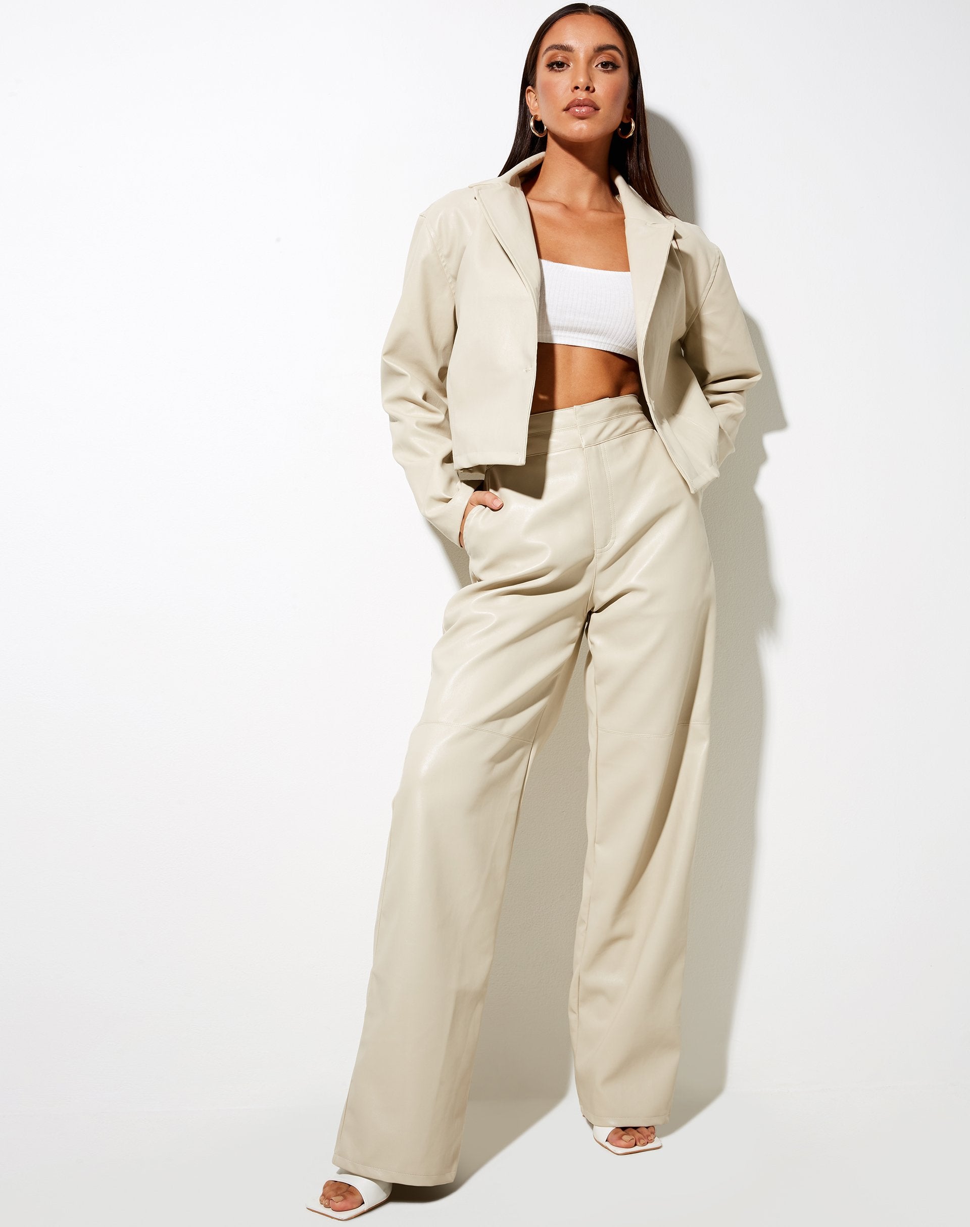 Bild von Maja Cropped Blazer in Pu Ecru