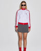 Image of Makira Zip Up Jacke in Weiß mit rotem Doppelstreifen