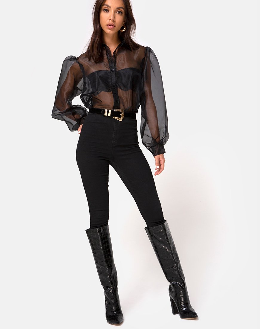 Image of Makiza Top aus schwarzem Organza