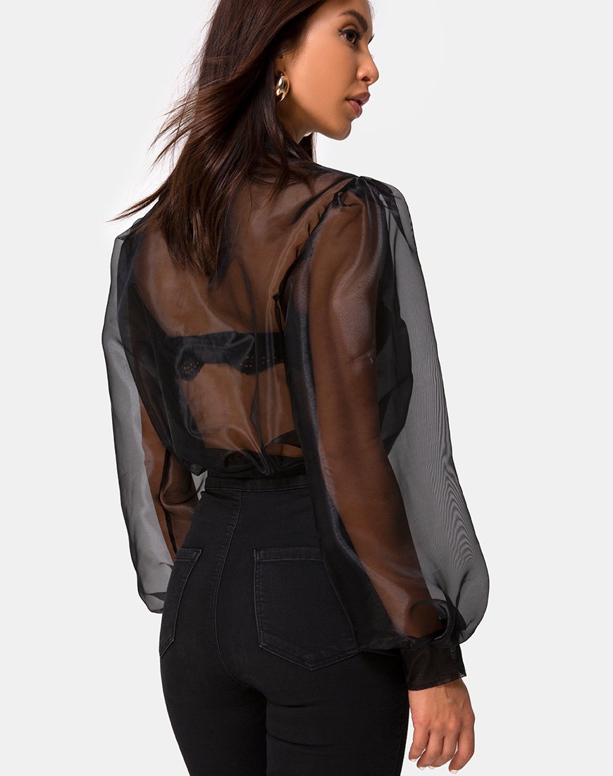 Image of Makiza Top aus schwarzem Organza