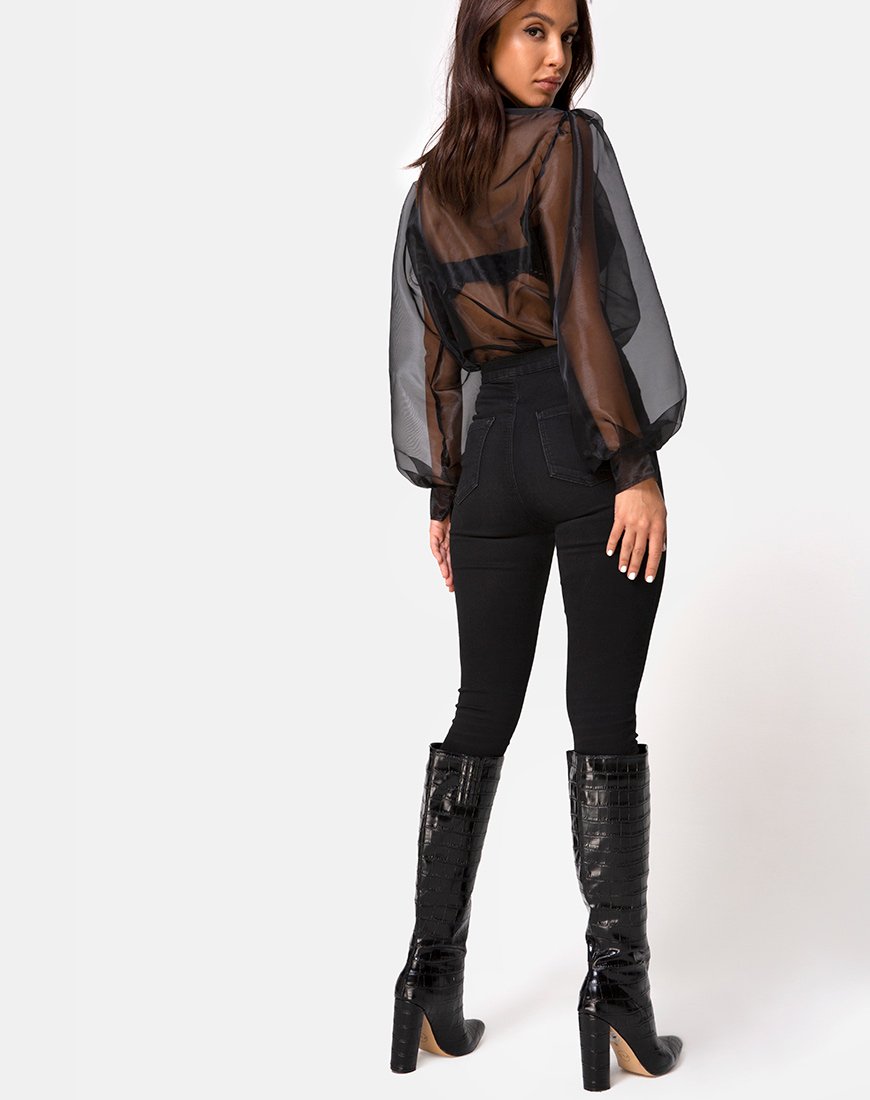 Image of Makiza Top aus schwarzem Organza