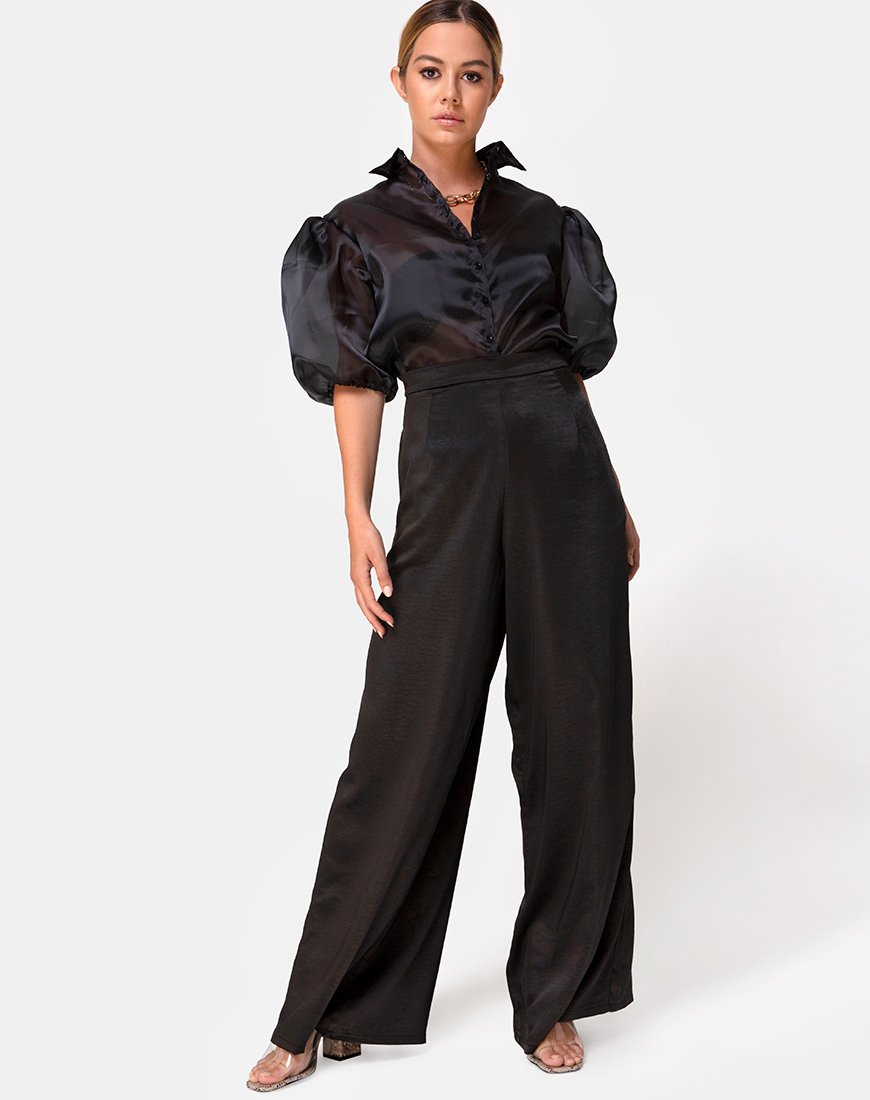 Image of Mara Hose aus Satin Schwarz