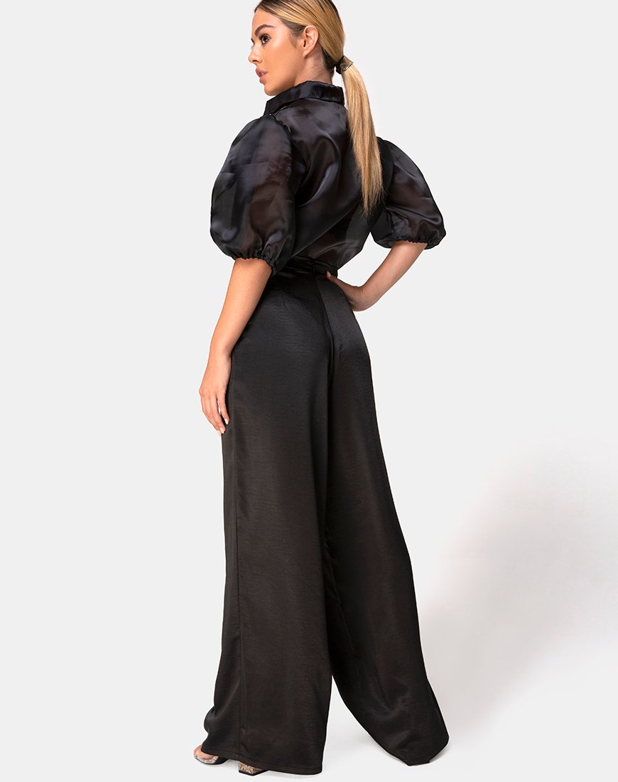 Image of Mara Hose aus Satin Schwarz