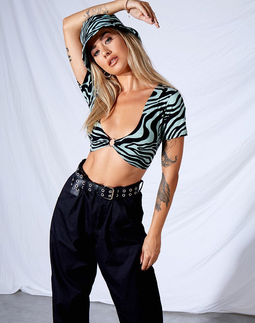Bild von Malz Crop Top in Wavey Zebra Mint