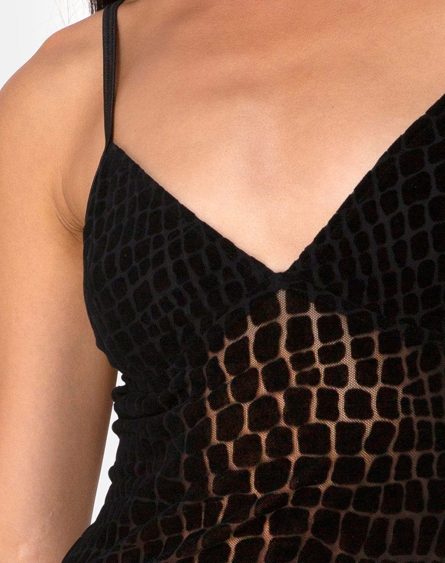 Image of Maneda Kleid in Kroko-Flock Schwarz