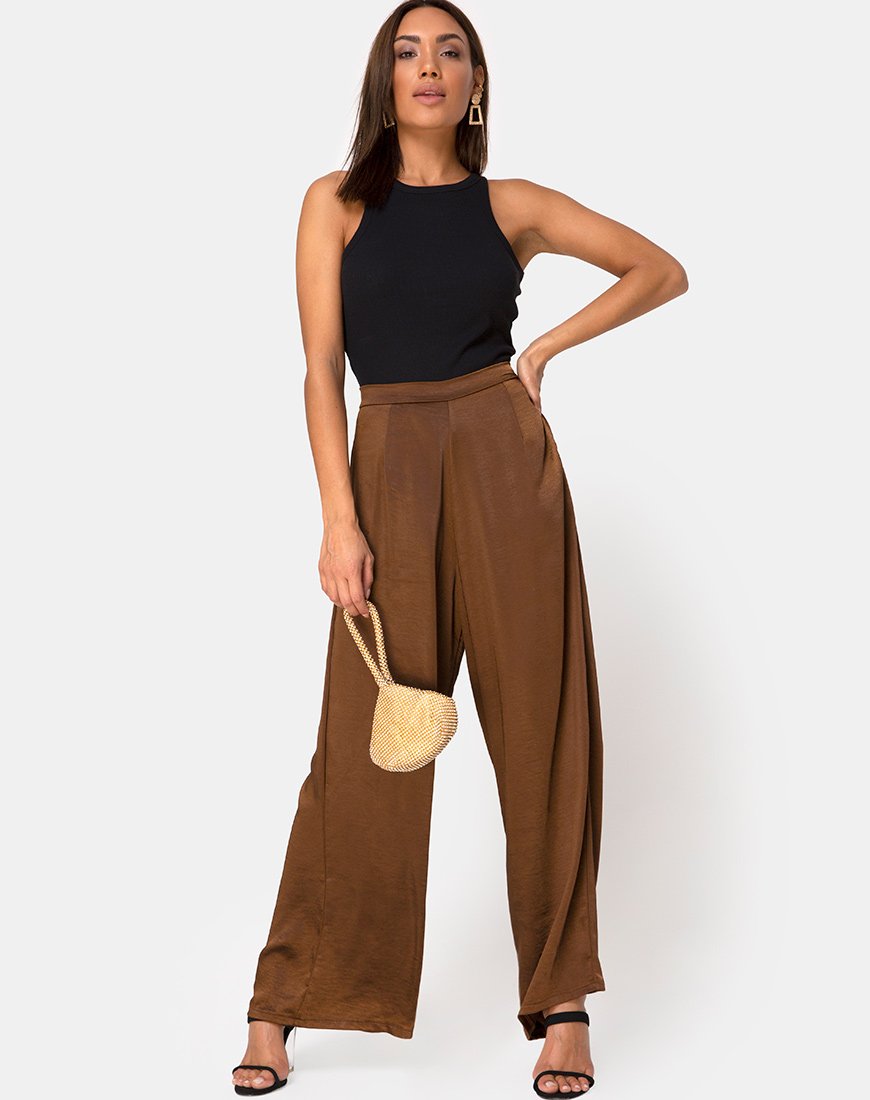 Mara-Hose in Satin Braun