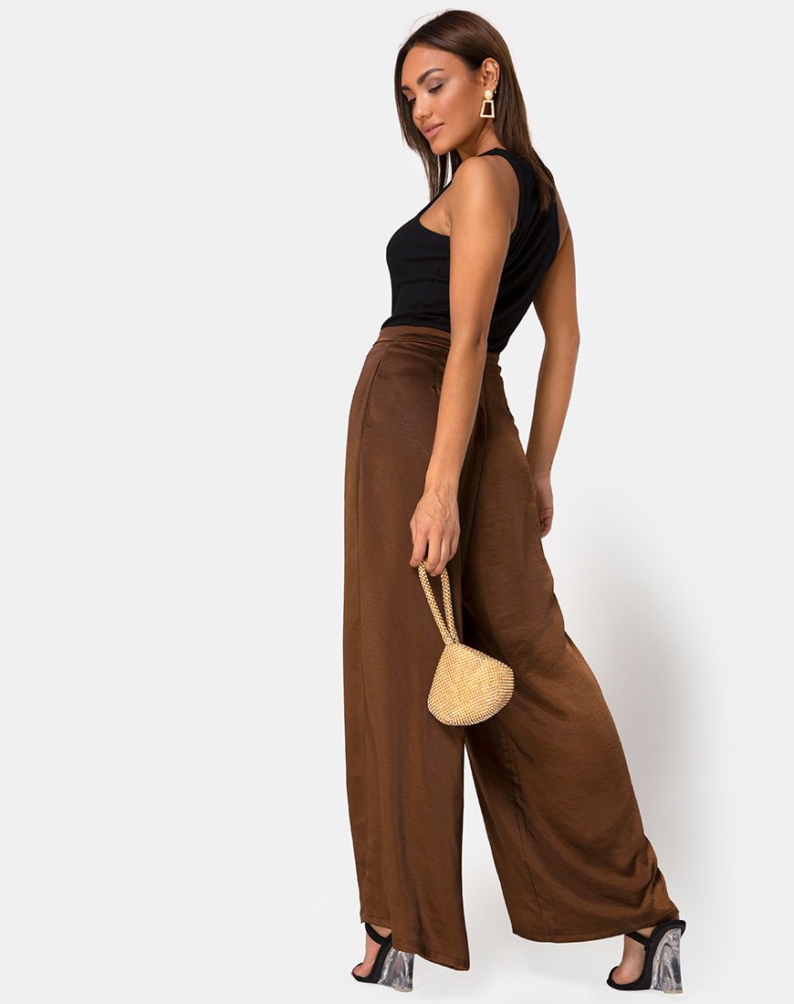 Mara-Hose in Satin Braun