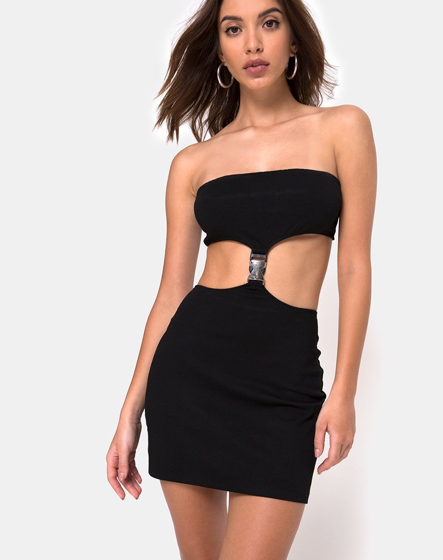 Maraya Minikleid in Schwarz mit silberner Schnalle