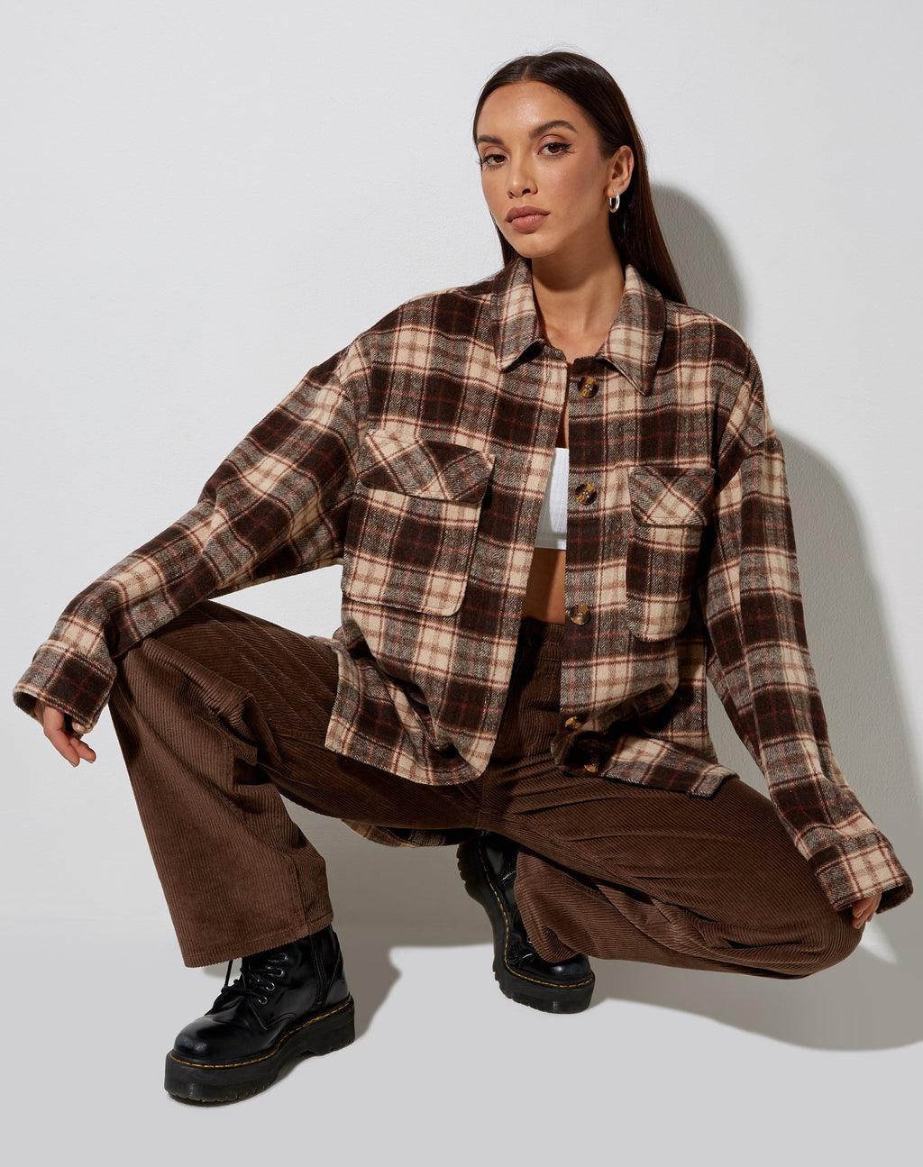 Marcella Hemd in Braun und Creme Karo