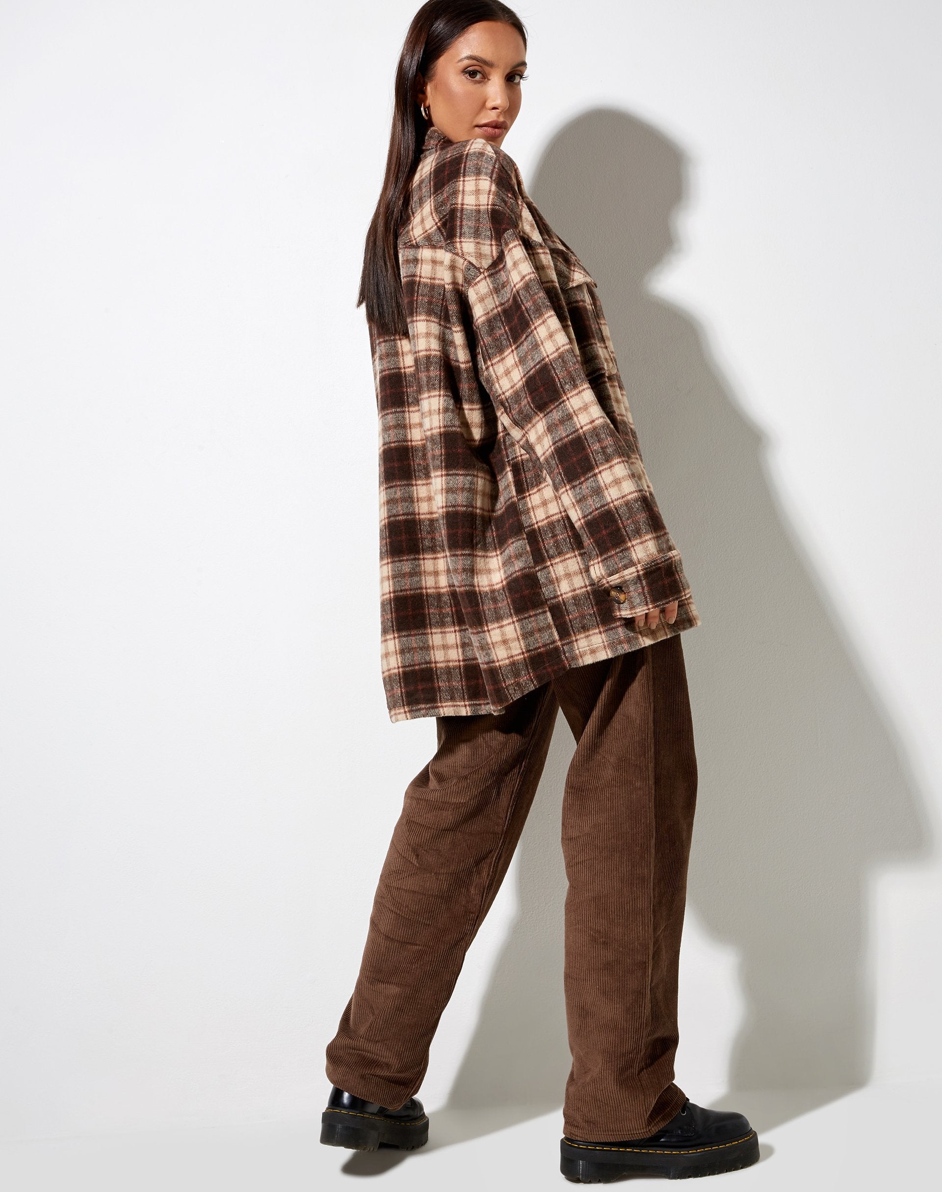 Image of Marcella Hemd in Braun und Creme Karo