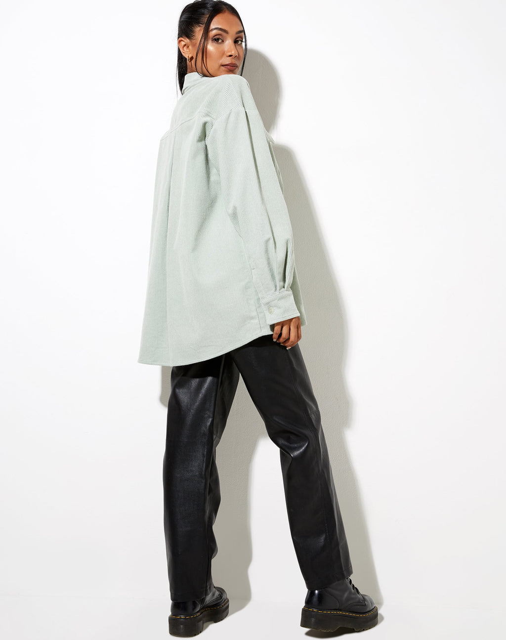 Marcy Hemd aus gewaschenem Cord Blau