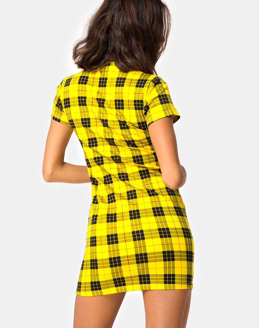 Maretha Kleid in Winterkariert Gelb