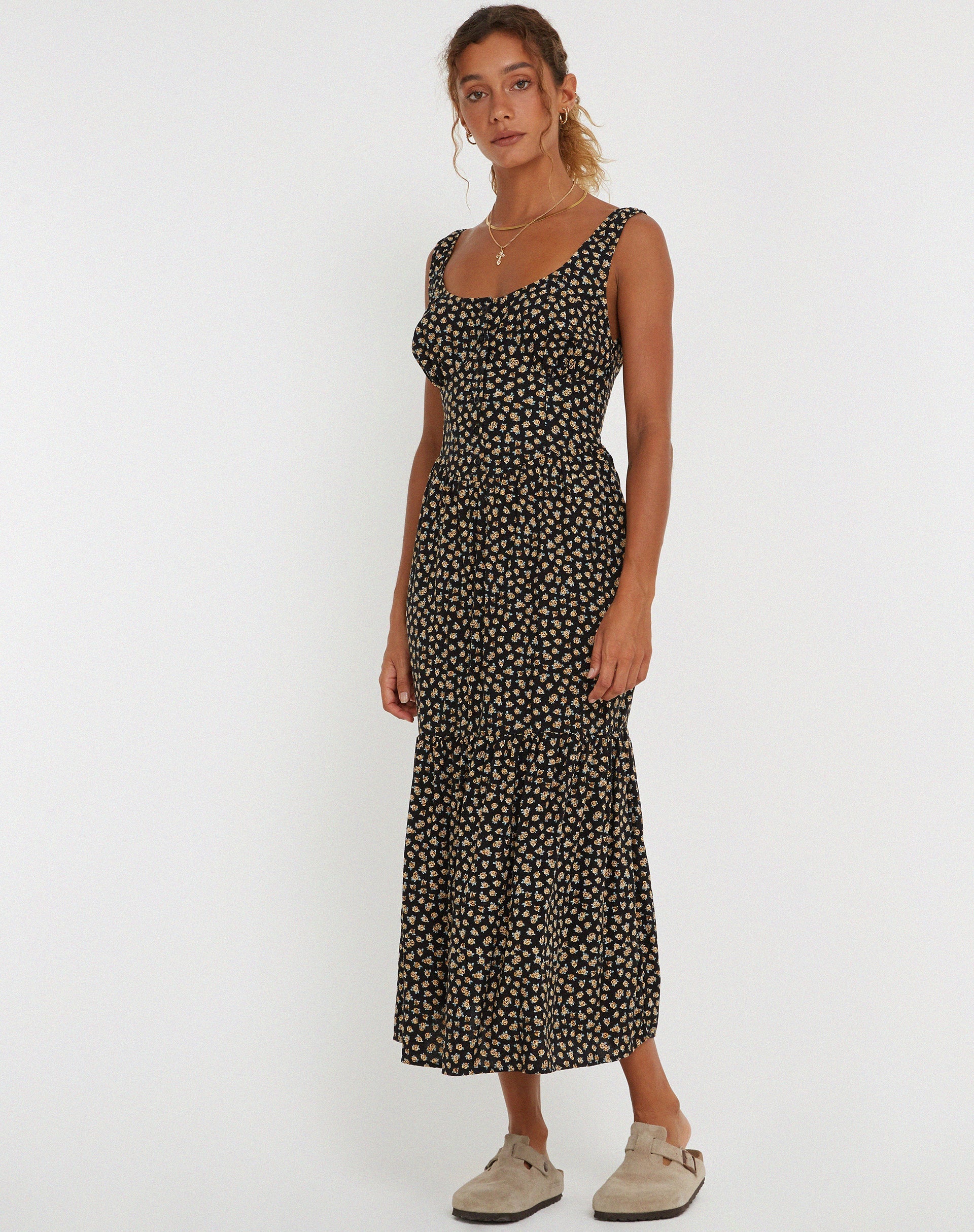 Abbildung: Marisol Maxikleid in Ditsy Floral Bronze