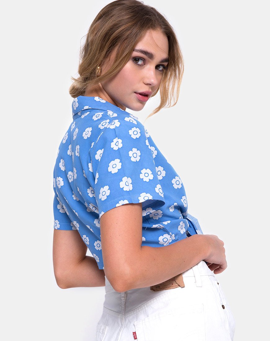 Image of Marleigh crop Top in Daisy Stamp Himmelblau