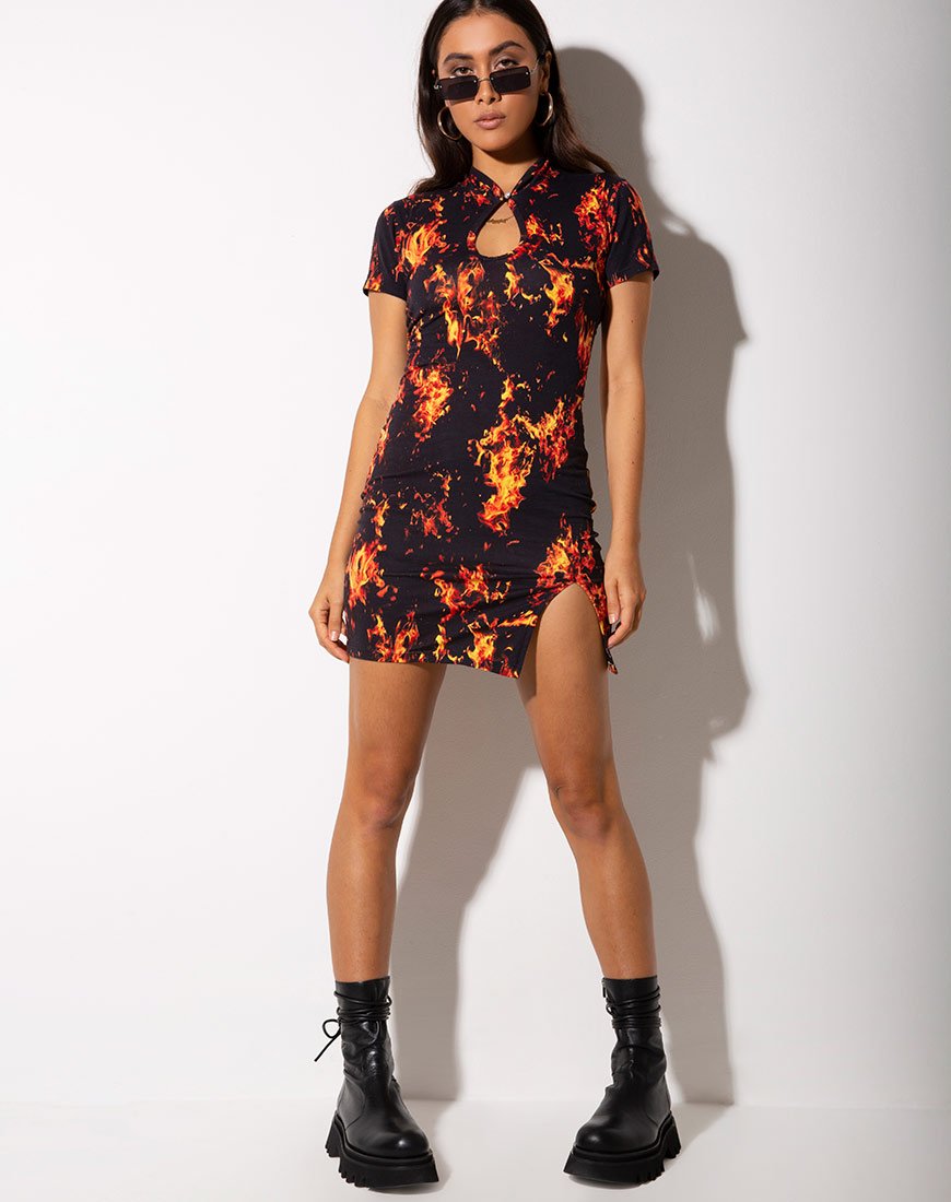 Image of Marlin Bodycon Kleid in Feuer