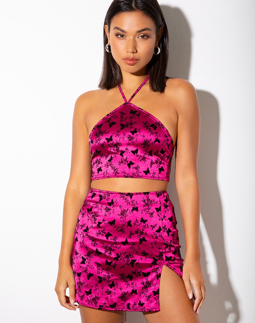 Bild von Maudy Crop Top in Butterfly Bloom Pink
