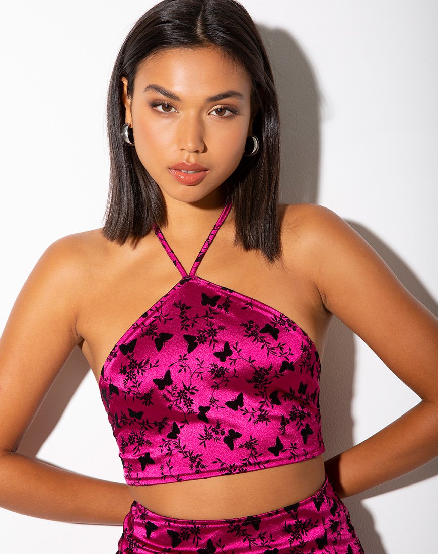 Maudy Crop Top in Schmetterlingsblüte Rosa