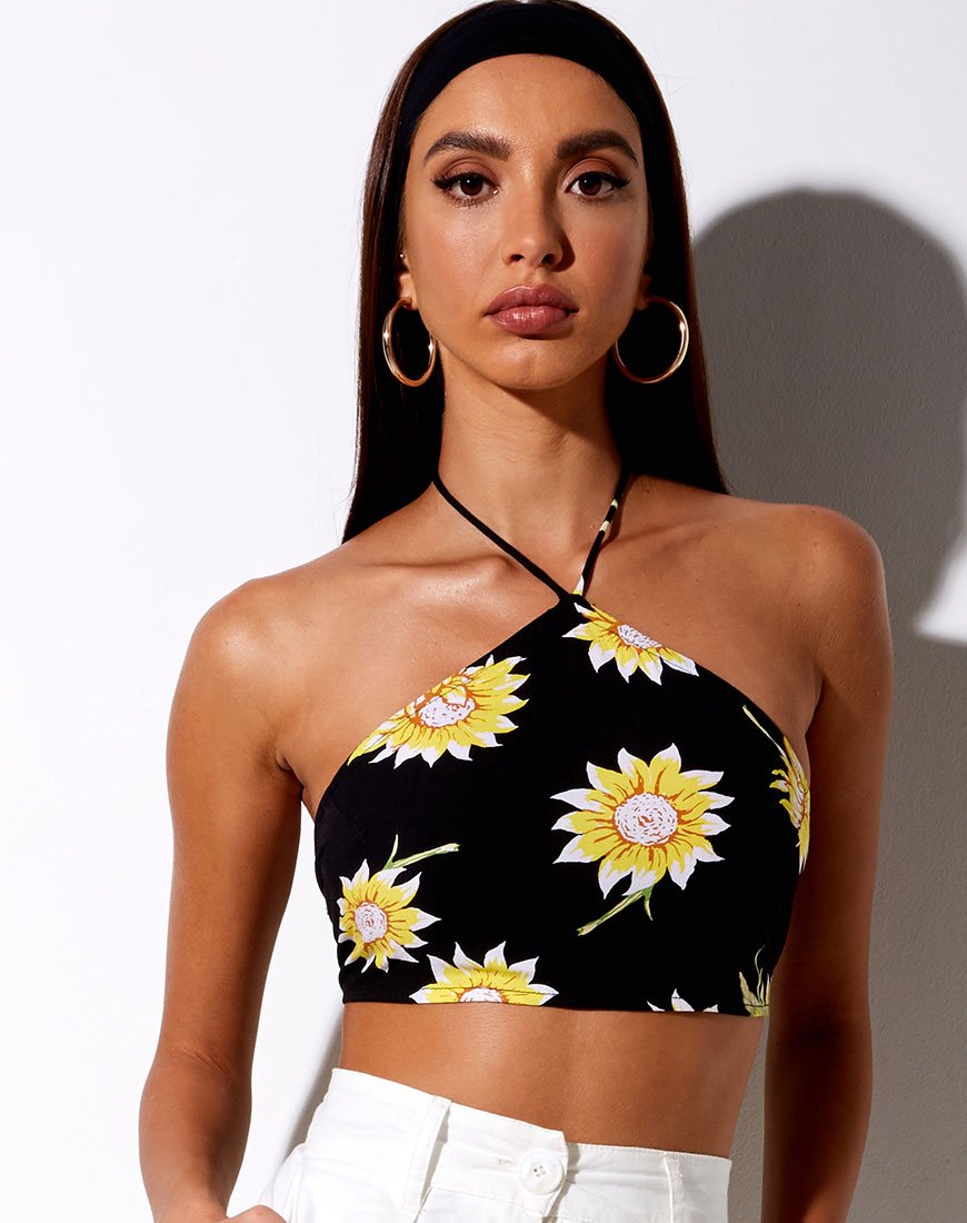 Maudy Crop Top in Sunny Days Schwarz