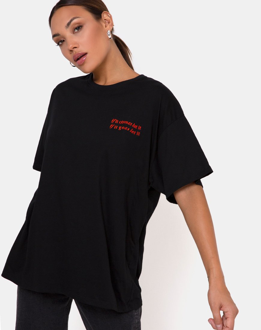 Maxi Tee in Anthrazit Wenn es kommt, dann lass es