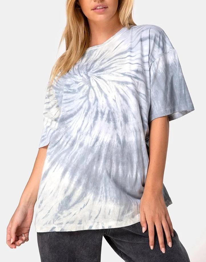 Maxi Tee in Grau Tie Dye