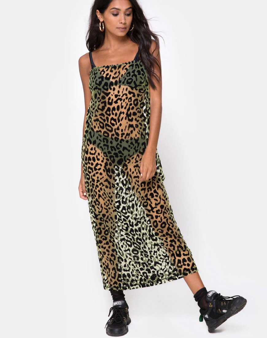 Maxine Maxikleid in Limette Tierflock