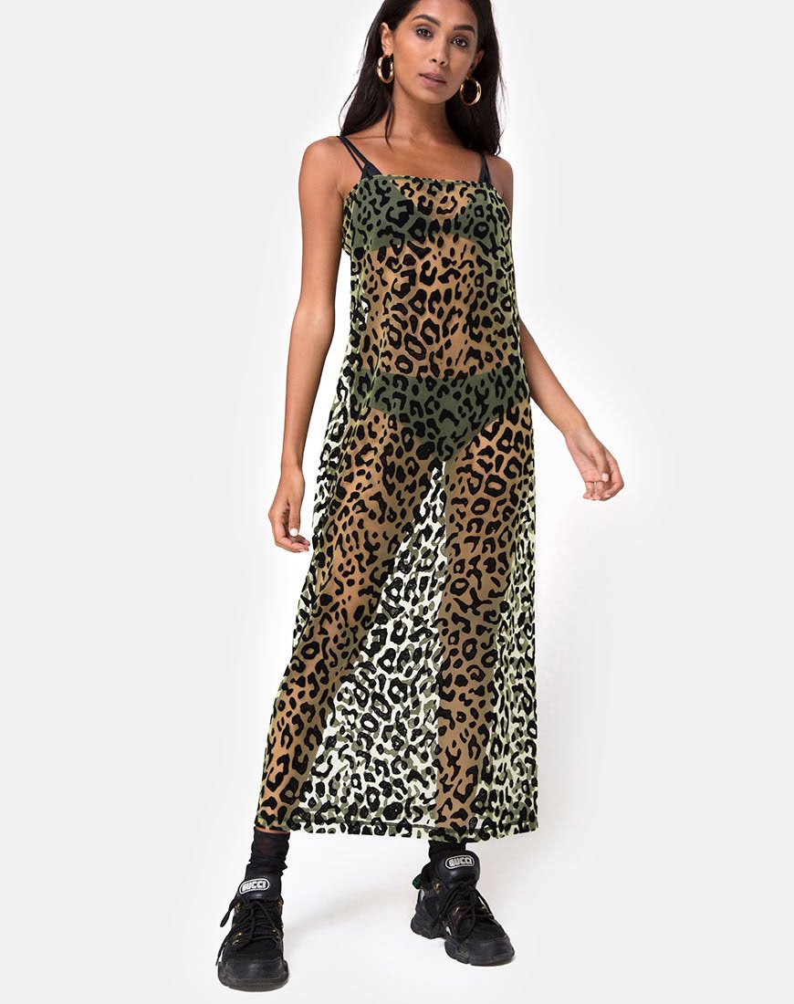 Image of Maxine Maxikleid in Limette Tierflock