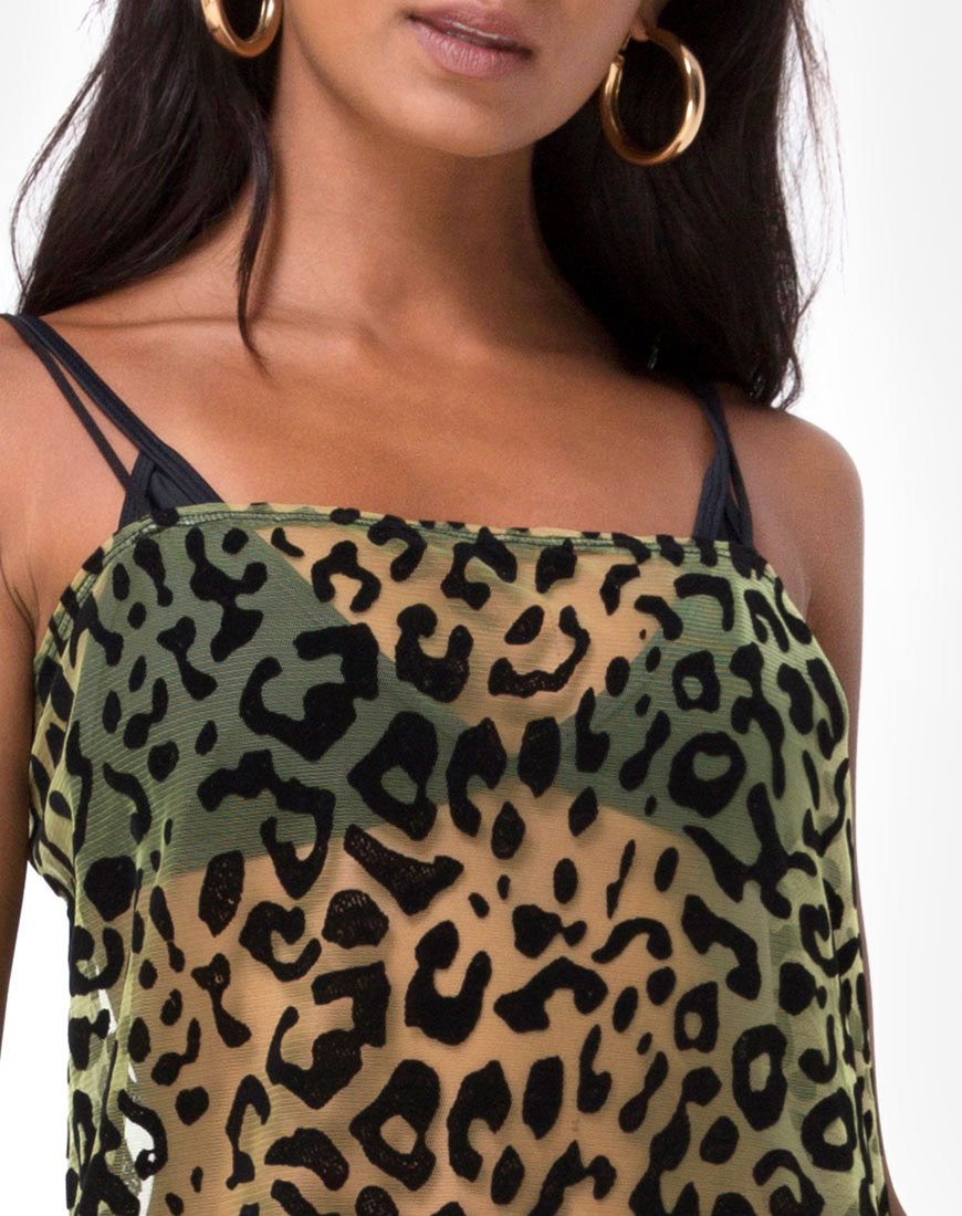 Image of Maxine Maxikleid in Limette Tierflock