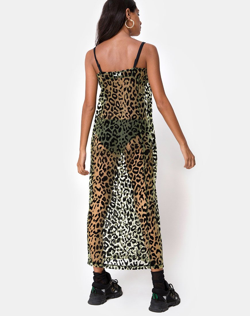 Maxine Maxikleid in Limette Tierflock