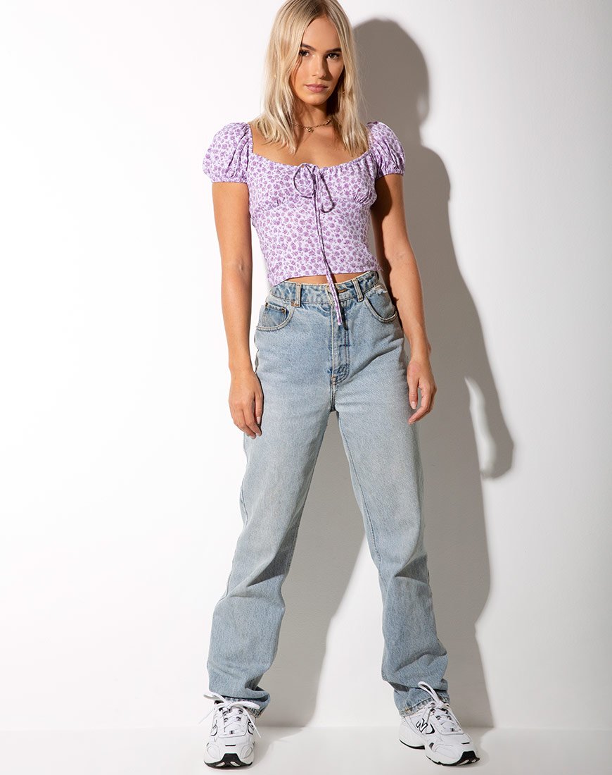 Bild von Mazu Top in Ditsy Rose Lilac