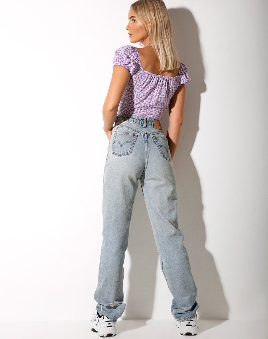 Bild von Mazu Top in Ditsy Rose Lilac