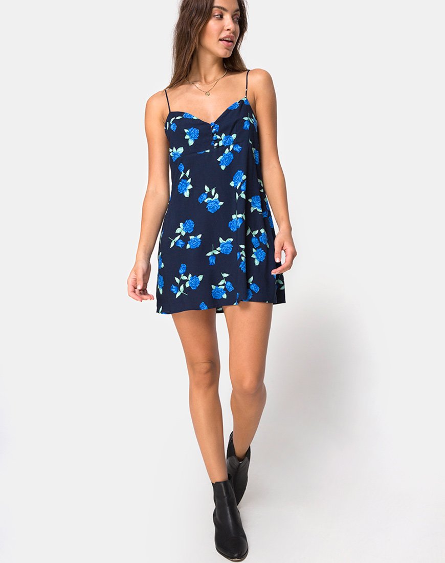 Bild von Medina Slip Dress in Midnight Blue Rose