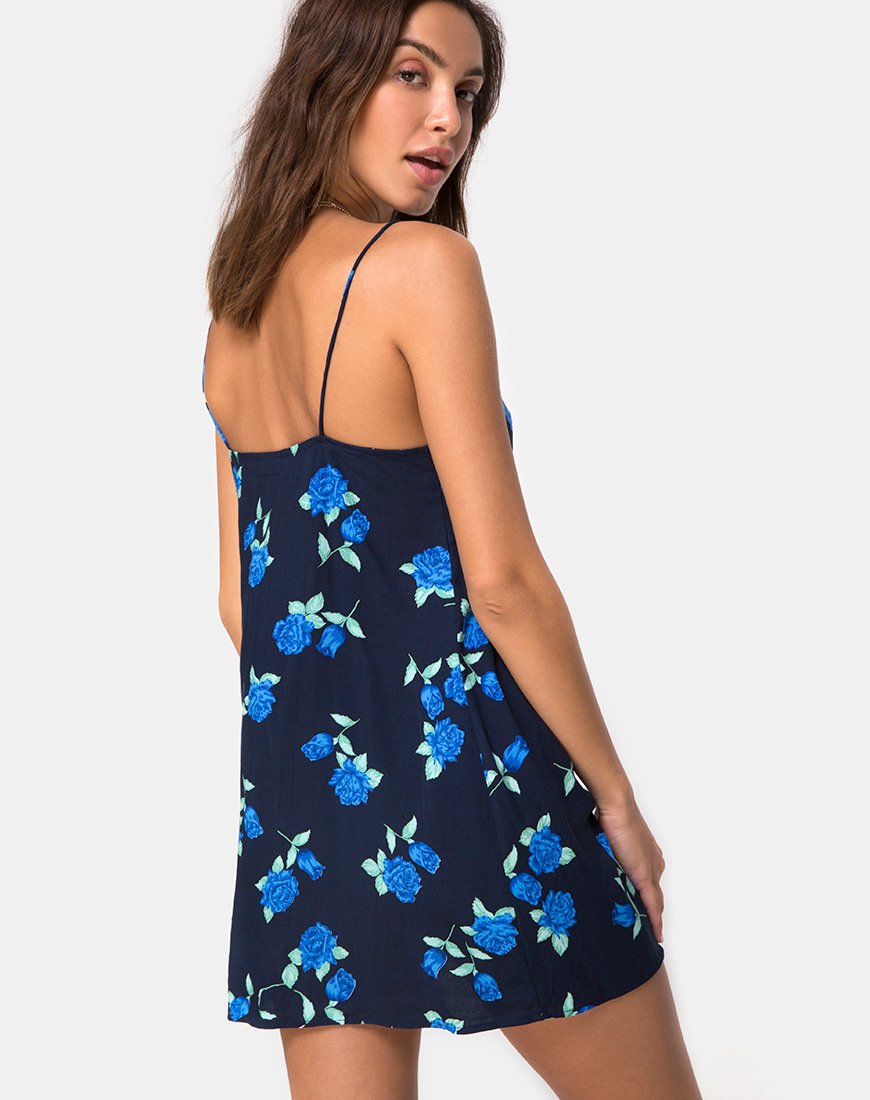 Bild von Medina Slip Dress in Midnight Blue Rose