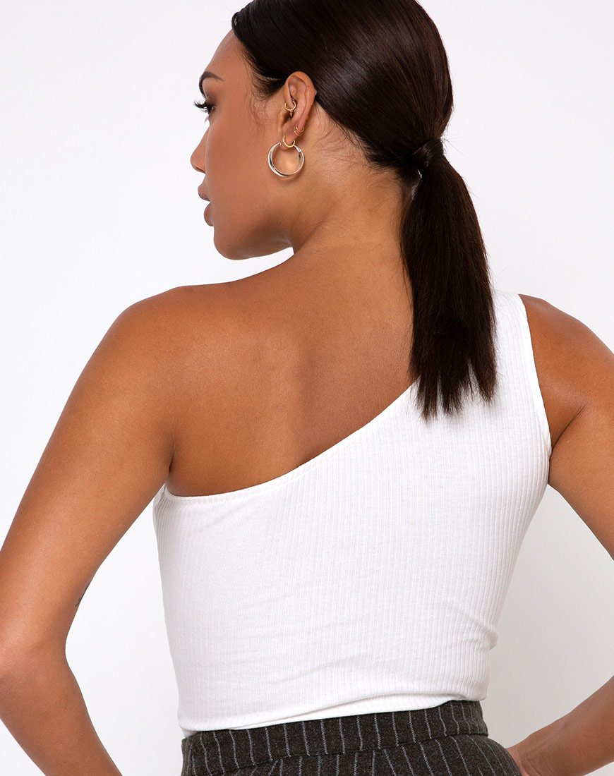 Image of Medi One Shoulder Top in Elfenbein