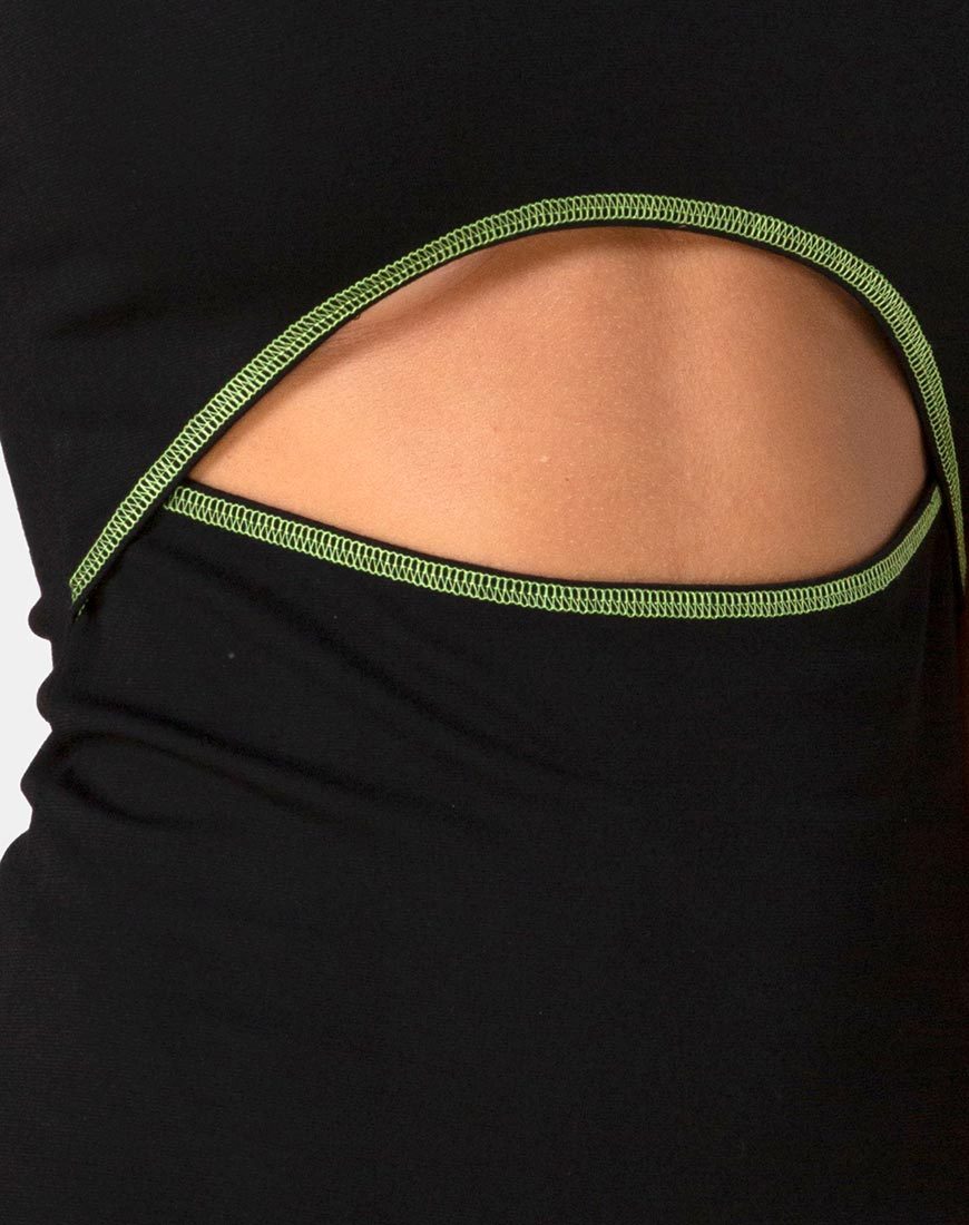 Image of Meela Kleid in Schwarz mit Limone Flatlock