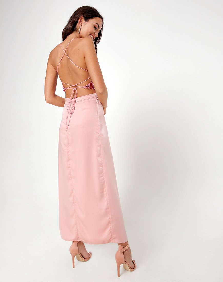 Melanta Maxi-Abschlussballrock in Satin Blush