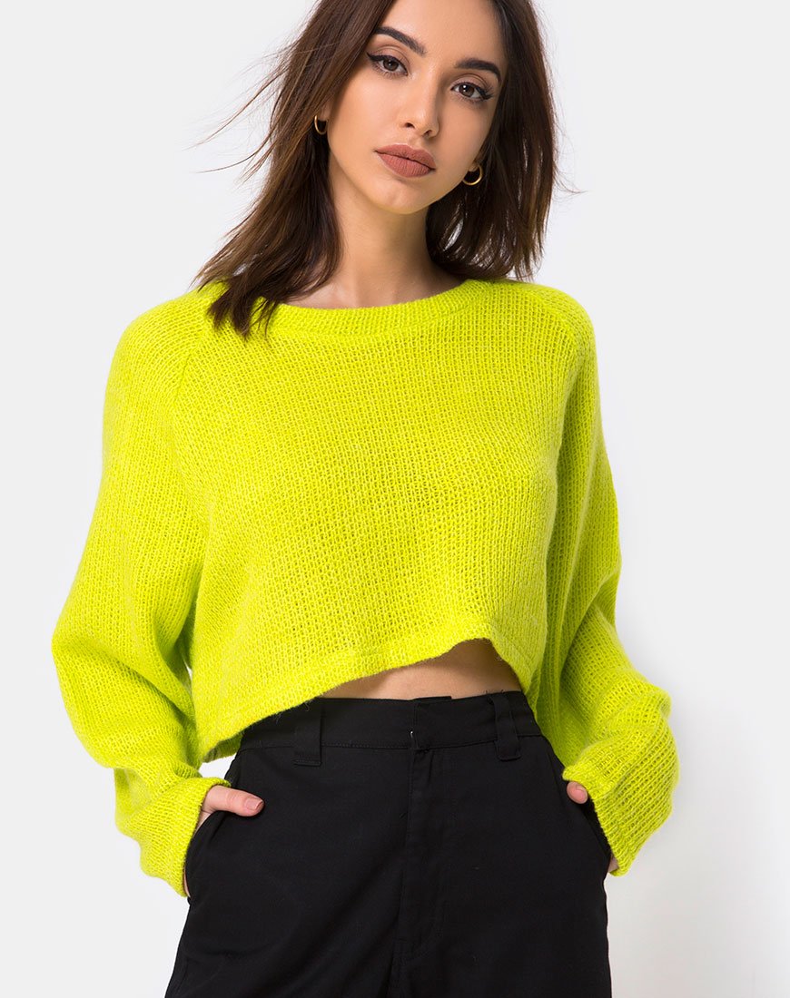 Melvie Cropped Pullover in Limette