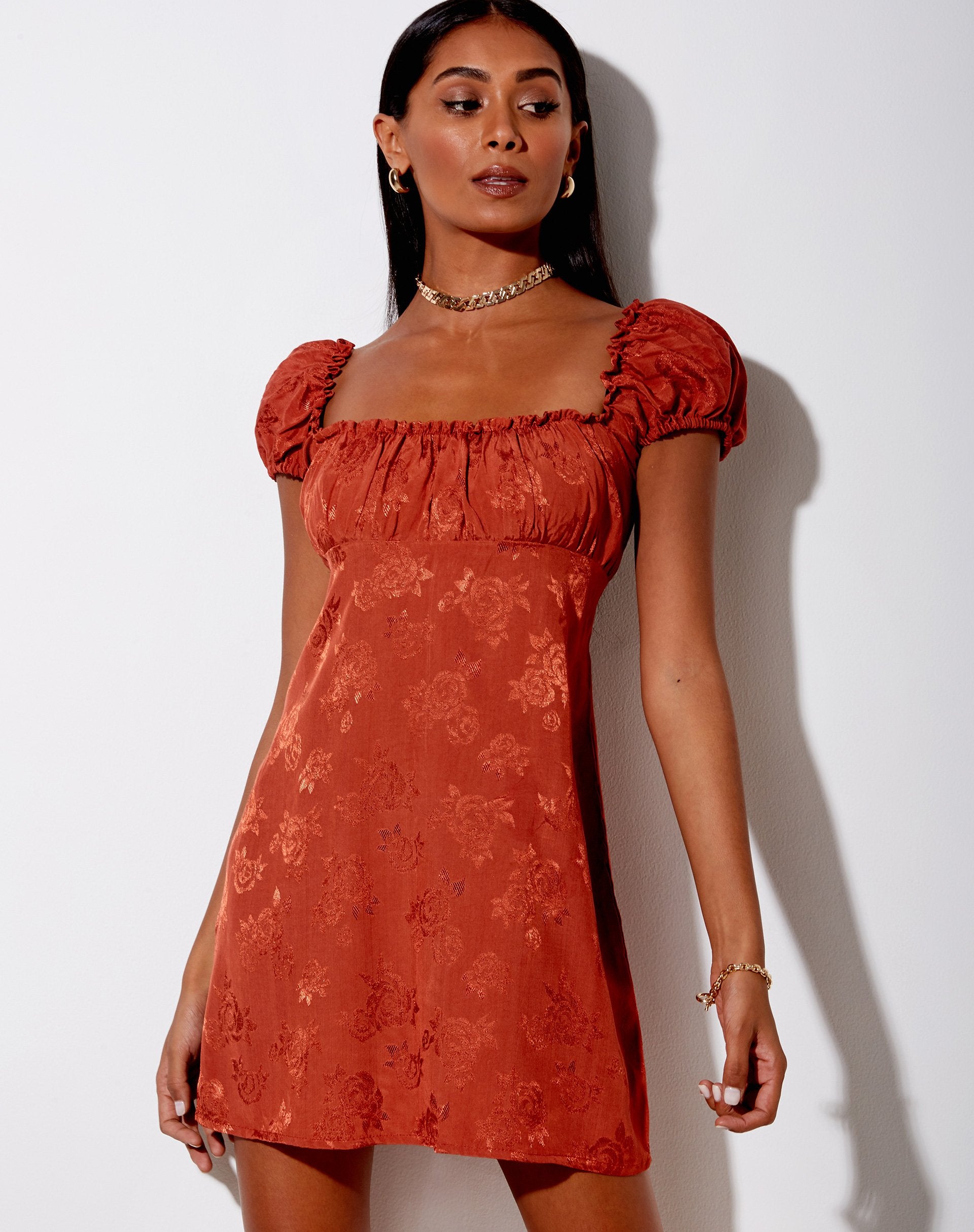Image of Menta Minikleid in Satin Rose Kupfer