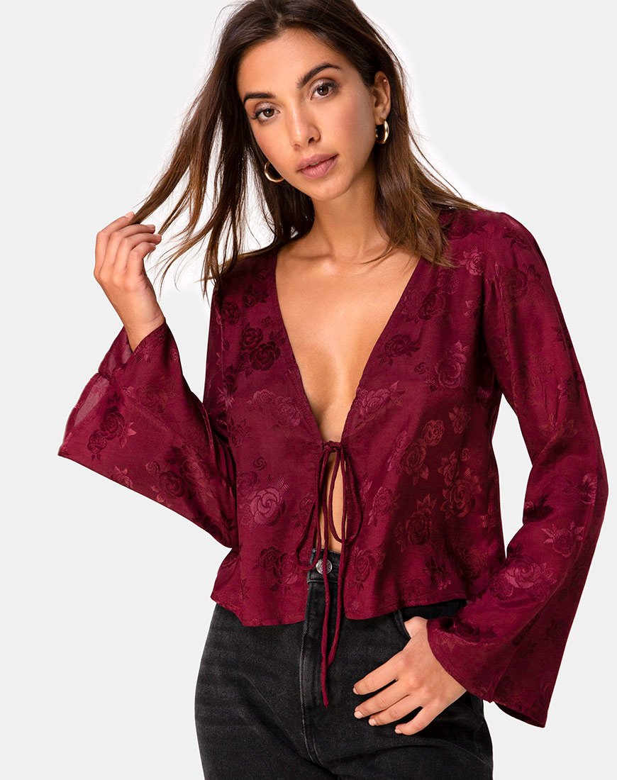 Bild von Merida Top in Satin Rose Burgundy