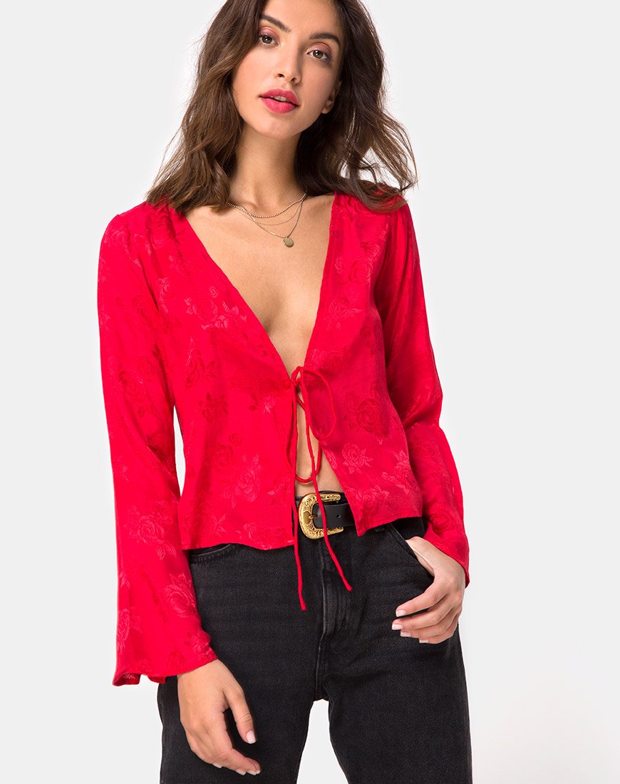Bild von Merida Bluse in Satin Rot
