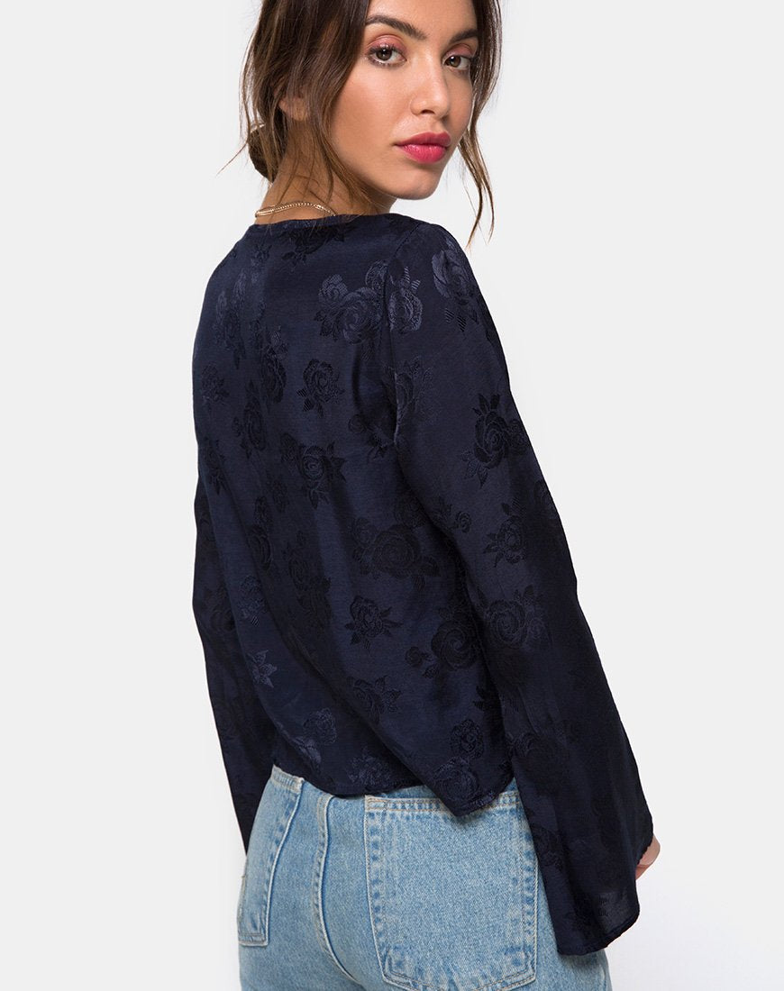 Merida Bluse aus Satin Rose Navy