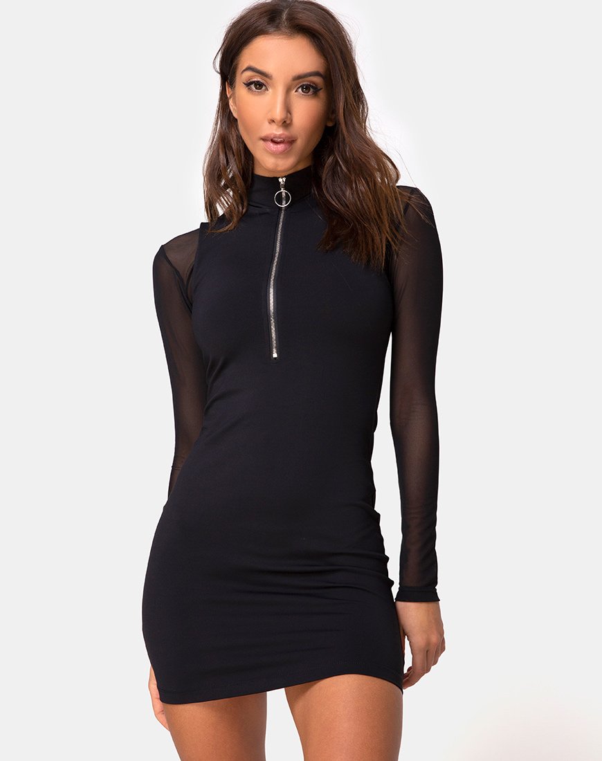 Merna Ärmelloses Bodycon-Kleid aus Ponti Schwarz