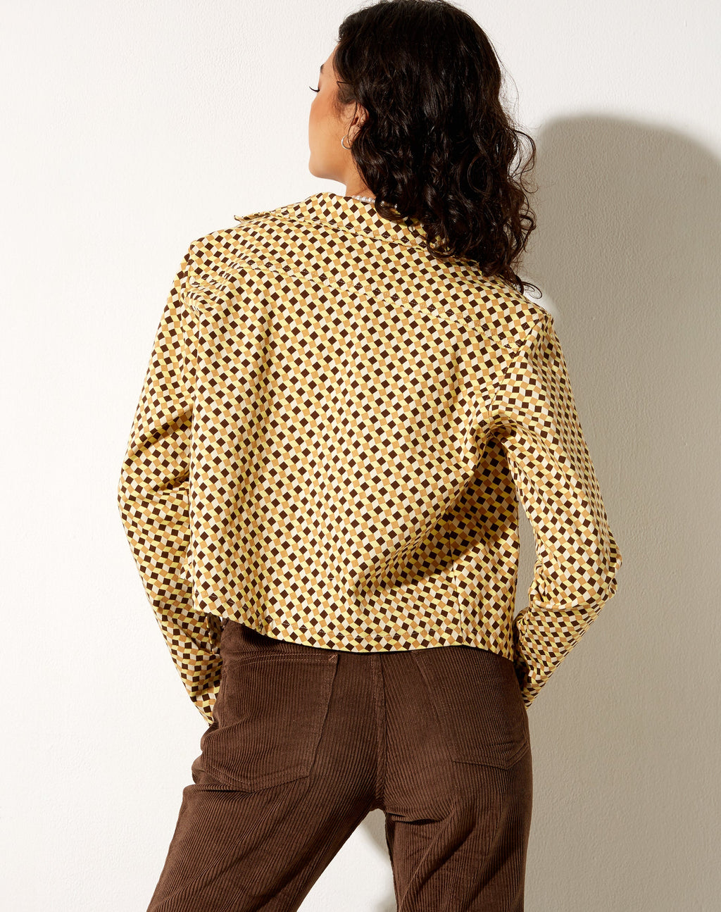 Mesha Jacke in gewelltem Karo-Gelb