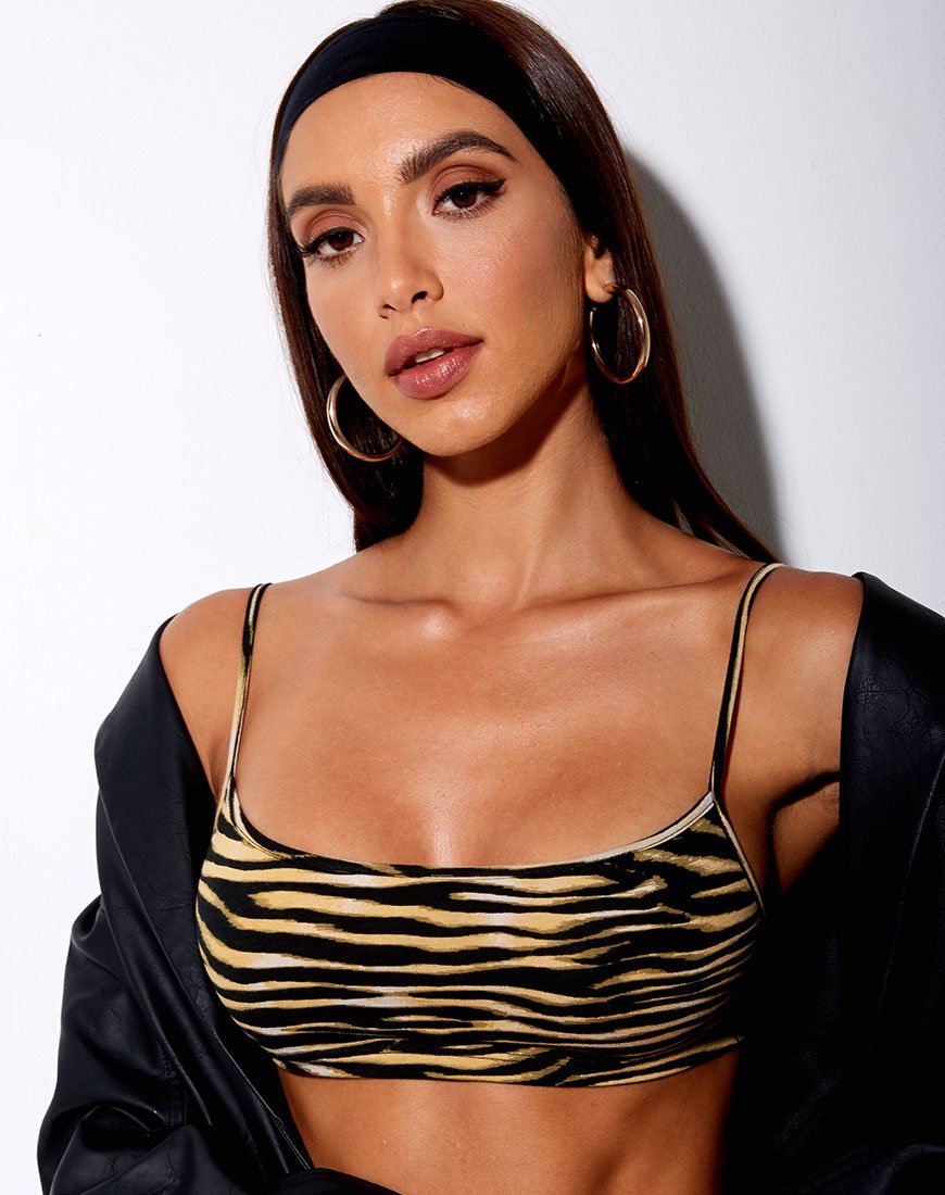 Micro Crop Top in Zip's Zebra Braun