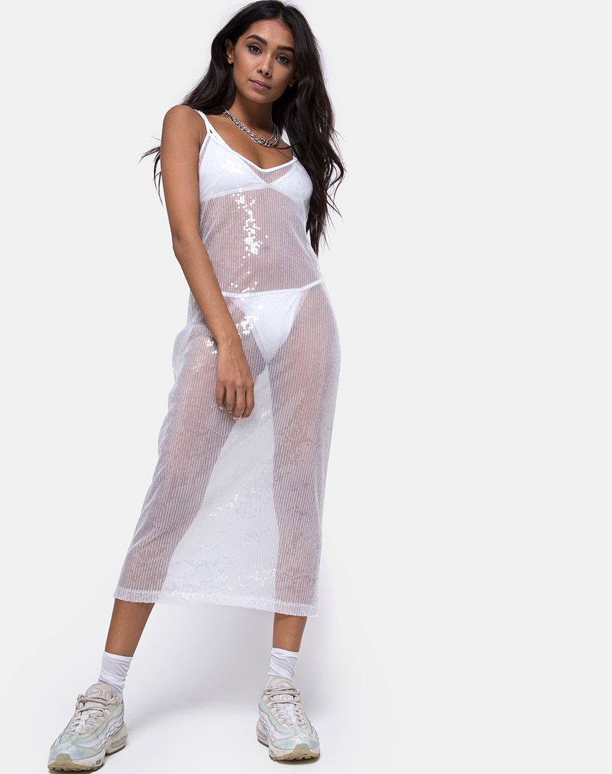 Midnight Sheer Dress aus transparentem Paillettenstoff