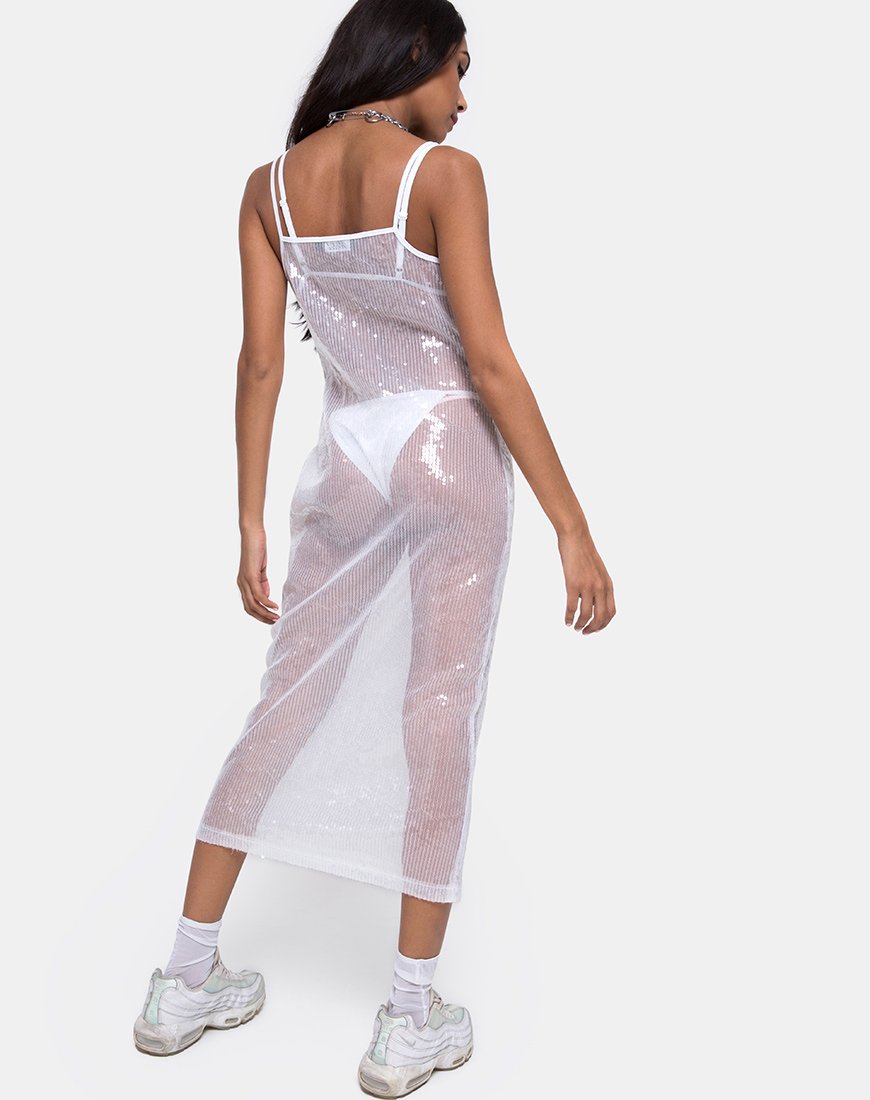Midnight Sheer Dress aus transparentem Paillettenstoff