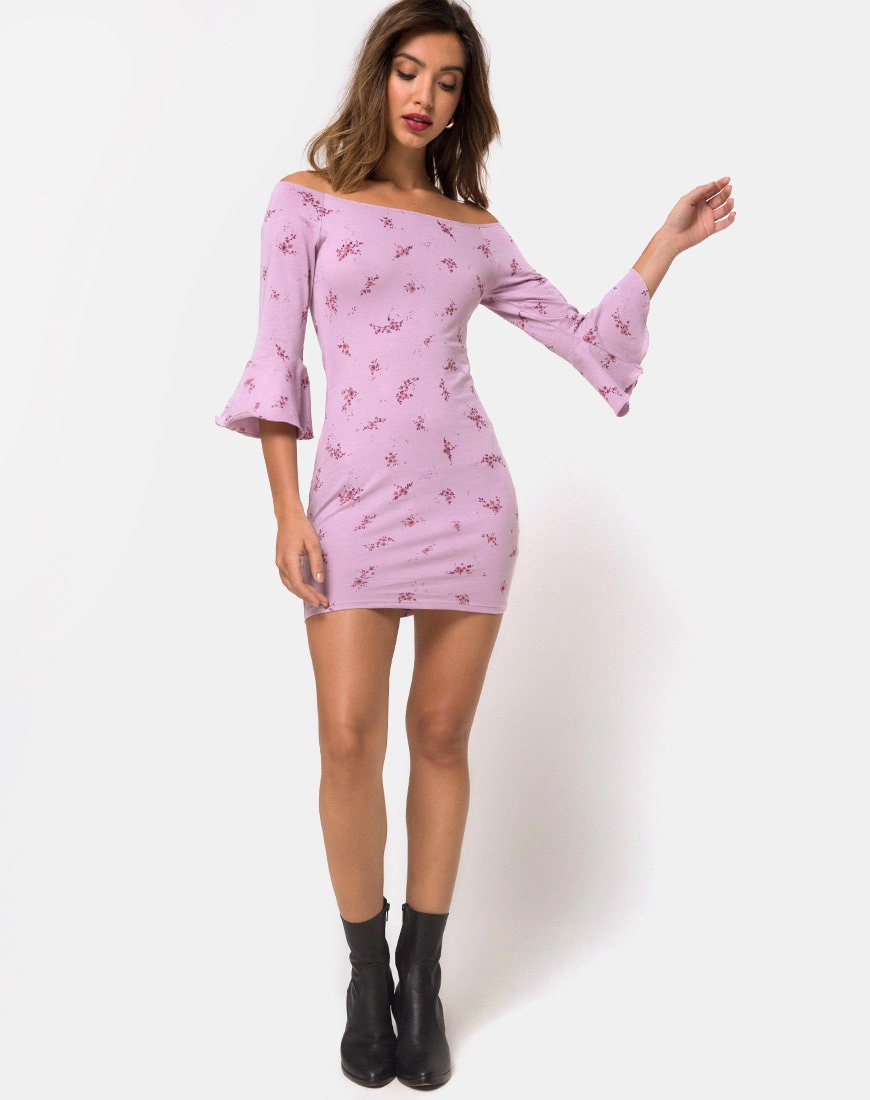Image of Migare Bodycon Kleid in Vergissmeinnicht Flieder