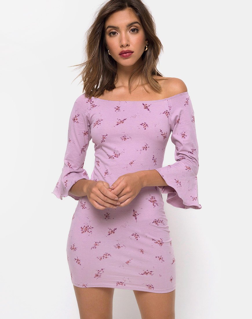 Migare Bodycon Kleid in Vergissmeinnicht Flieder
